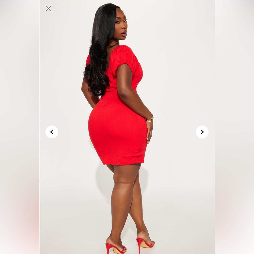 Red Stretch Linen Micro Mini Dress - Picture 6 of 6
